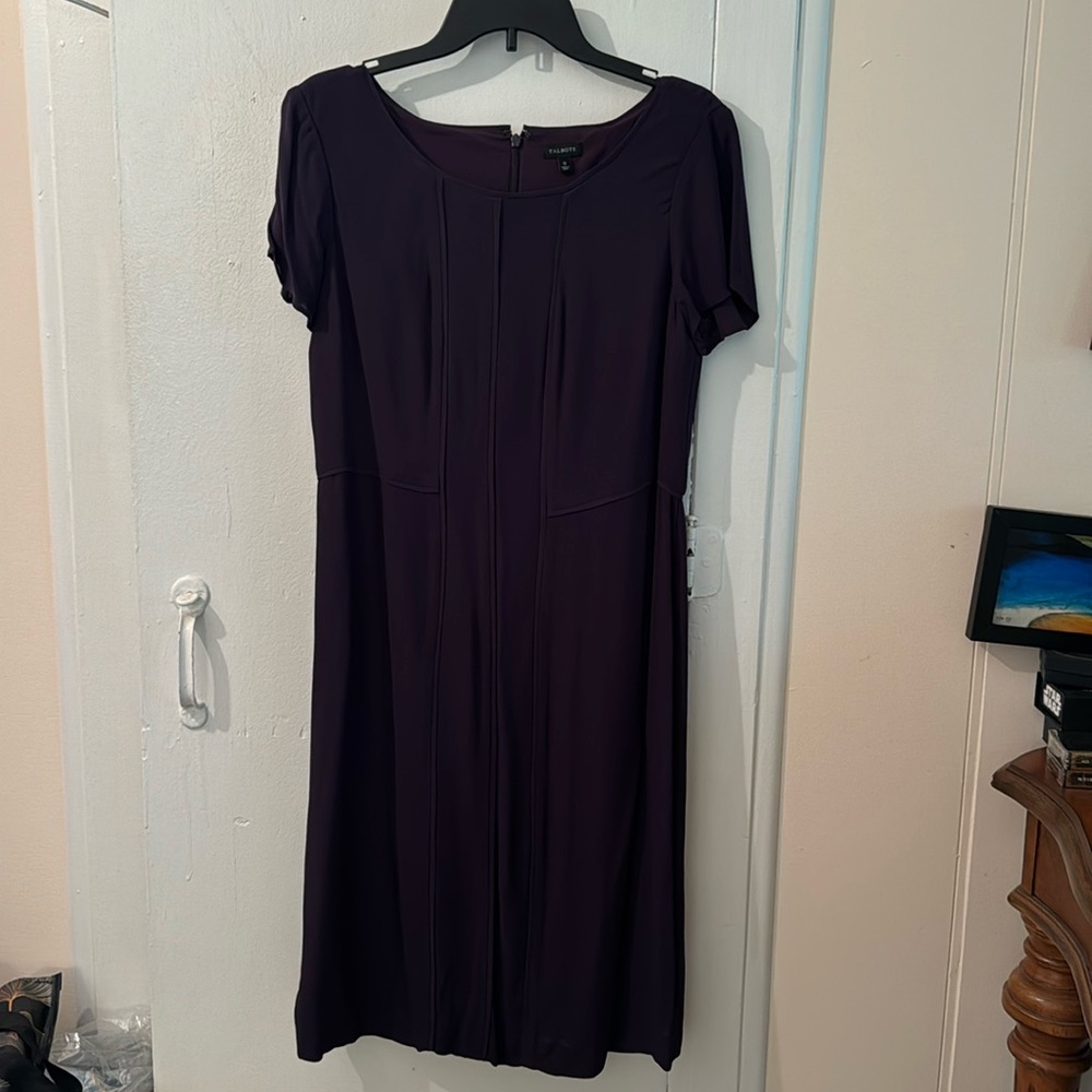 Talbots purple dress with flutter sleeves